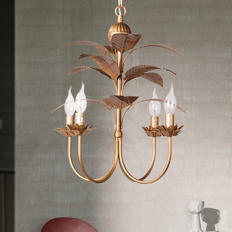 Spur Pendant Chandelier Traditional Metal 4 Bulbs Brass Hanging Ceiling Light with Leaves Brass Clearhalo 'Ceiling Lights' 'Chandeliers' Lighting' options 228875_03f050dc-82ce-45f3-96ca-00c6fc5a2693