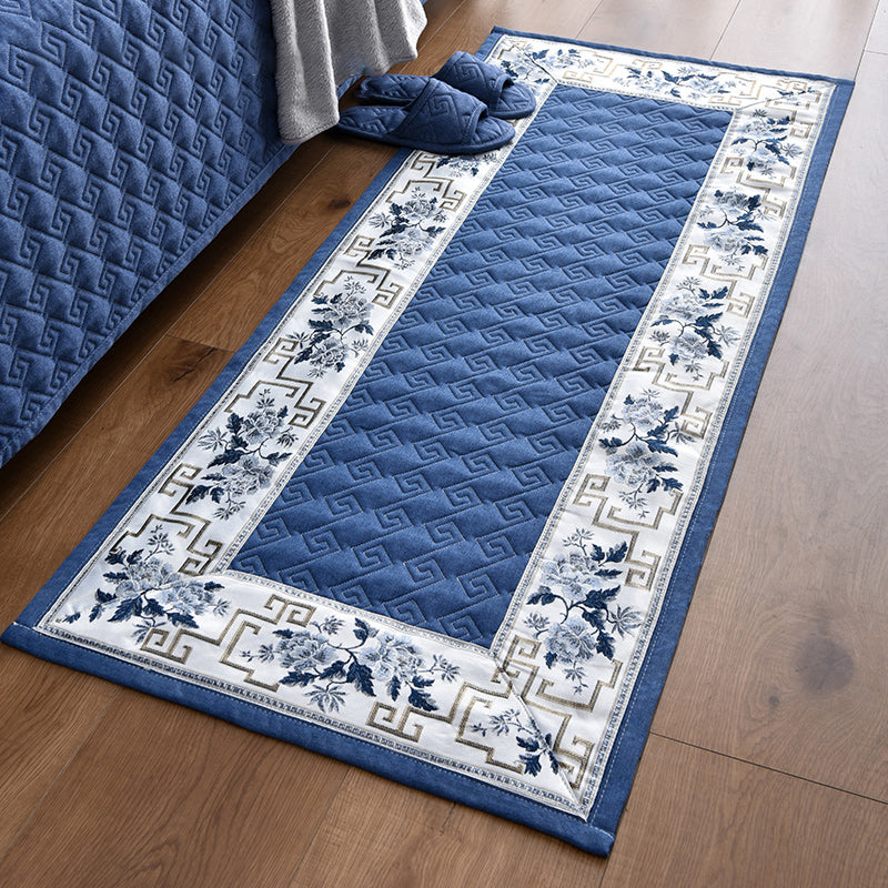 Multi-Colored Asia Rug Polypropylene Flower Print Area Carpet Non-Slip Backing Pet Friendly Rug for Bedroom Blue Clearhalo 'Area Rug' 'Rug' 2289641