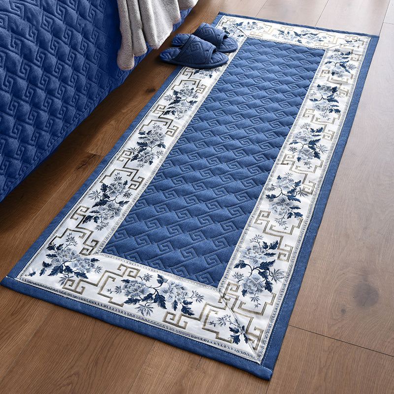 Multi-Colored Asia Rug Polypropylene Flower Print Area Carpet Non-Slip Backing Pet Friendly Rug for Bedroom Navy Clearhalo 'Area Rug' 'Rug' 2289646