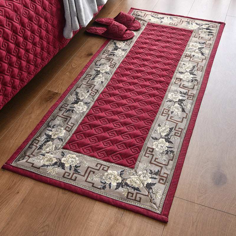Multi-Colored Asia Rug Polypropylene Flower Print Area Carpet Non-Slip Backing Pet Friendly Rug for Bedroom Dark Red Clearhalo 'Area Rug' 'Rug' 2289648