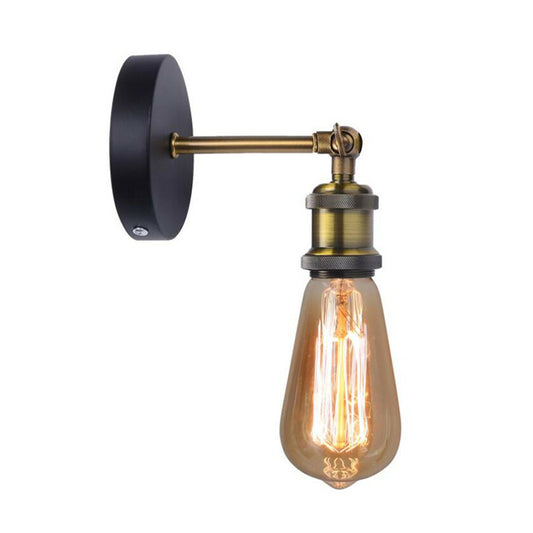 Antiqued Brass Naked Bulb Base Wall Lamp Industrial Metal 1 Head Garage Wall Sconce with Swivel Clearhalo 'Art deco wall lights' 'Cast Iron' 'Glass' 'Industrial wall lights' 'Industrial' 'Middle century wall lights' 'Modern' 'Rustic wall lights' 'Tiffany' 'Traditional wall lights' 'Wall Lamps & Sconces' 'Wall Lights' Lighting' 2289652