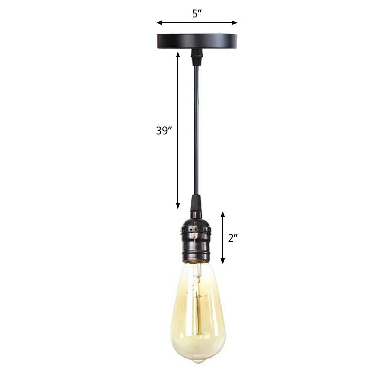 Edison Bulb Socket Aluminum Pendant Light Industrial Single Living Room Hanging Lamp in Black Black J Clearhalo 'Art Deco Pendants' 'Black' 'Cast Iron' 'Ceiling Lights' 'Ceramic' 'Crystal' 'Industrial Pendants' 'Industrial' 'Metal' 'Middle Century Pendants' 'Pendant Lights' 'Pendants' 'Rustic Pendants' 'Tiffany' Lighting' 2289674