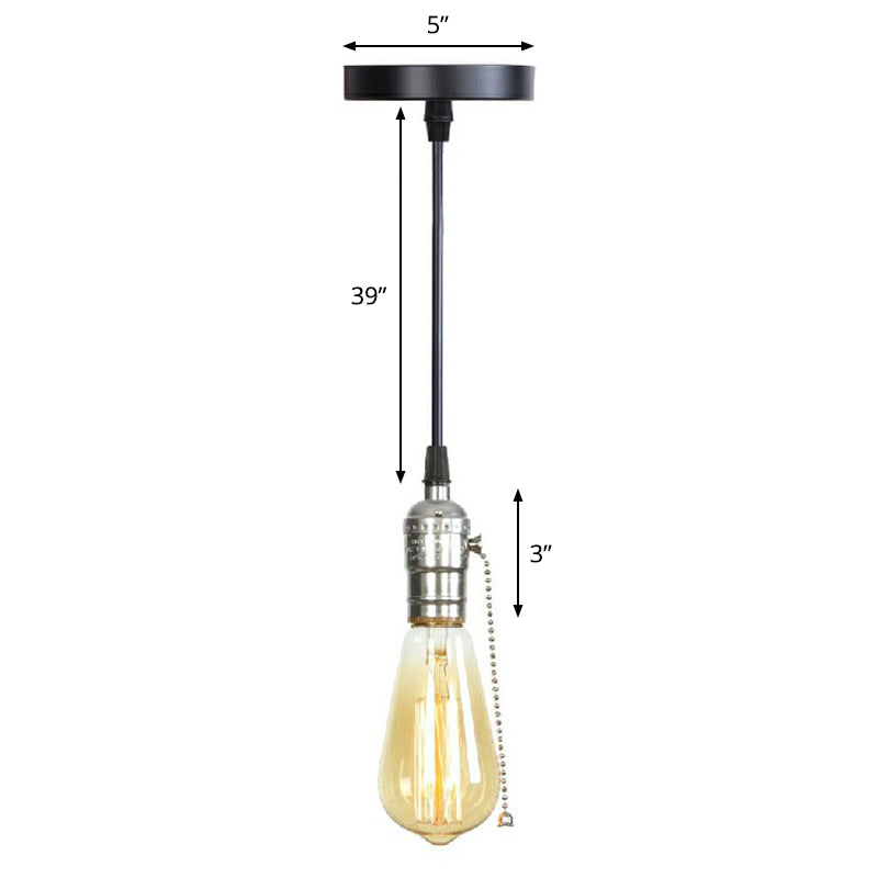 Edison Bulb Socket Aluminum Pendant Light Industrial Single Living Room Hanging Lamp in Black Black E Clearhalo 'Art Deco Pendants' 'Black' 'Cast Iron' 'Ceiling Lights' 'Ceramic' 'Crystal' 'Industrial Pendants' 'Industrial' 'Metal' 'Middle Century Pendants' 'Pendant Lights' 'Pendants' 'Rustic Pendants' 'Tiffany' Lighting' 2289680
