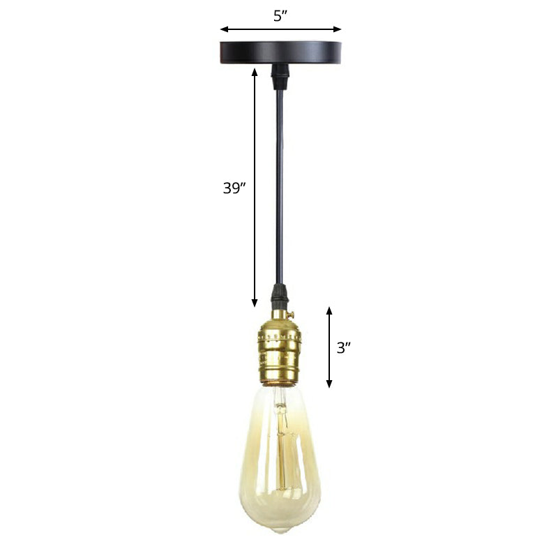 Edison Bulb Socket Aluminum Pendant Light Industrial Single Living Room Hanging Lamp in Black Black H Clearhalo 'Art Deco Pendants' 'Black' 'Cast Iron' 'Ceiling Lights' 'Ceramic' 'Crystal' 'Industrial Pendants' 'Industrial' 'Metal' 'Middle Century Pendants' 'Pendant Lights' 'Pendants' 'Rustic Pendants' 'Tiffany' Lighting' 2289682