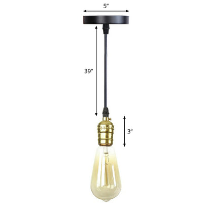 Edison Bulb Socket Aluminum Pendant Light Industrial Single Living Room Hanging Lamp in Black Black H Clearhalo 'Art Deco Pendants' 'Black' 'Cast Iron' 'Ceiling Lights' 'Ceramic' 'Crystal' 'Industrial Pendants' 'Industrial' 'Metal' 'Middle Century Pendants' 'Pendant Lights' 'Pendants' 'Rustic Pendants' 'Tiffany' Lighting' 2289682