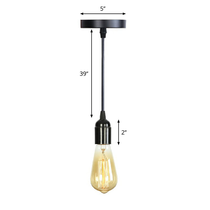 Edison Bulb Socket Aluminum Pendant Light Industrial Single Living Room Hanging Lamp in Black Black A Clearhalo 'Art Deco Pendants' 'Black' 'Cast Iron' 'Ceiling Lights' 'Ceramic' 'Crystal' 'Industrial Pendants' 'Industrial' 'Metal' 'Middle Century Pendants' 'Pendant Lights' 'Pendants' 'Rustic Pendants' 'Tiffany' Lighting' 2289684