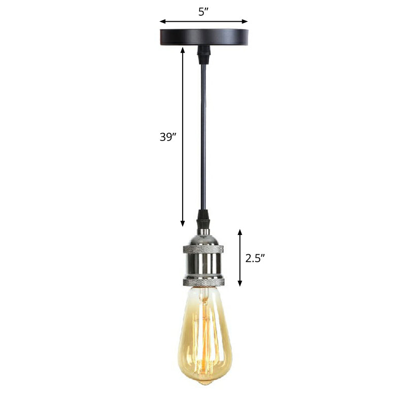 Edison Bulb Socket Aluminum Pendant Light Industrial Single Living Room Hanging Lamp in Black Black N Clearhalo 'Art Deco Pendants' 'Black' 'Cast Iron' 'Ceiling Lights' 'Ceramic' 'Crystal' 'Industrial Pendants' 'Industrial' 'Metal' 'Middle Century Pendants' 'Pendant Lights' 'Pendants' 'Rustic Pendants' 'Tiffany' Lighting' 2289690