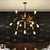 Wooden Spider Suspension Lighting Loft Style 12-Bulb Restaurant Chandelier in Black Wood Clearhalo 'Cast Iron' 'Ceiling Lights' 'Chandeliers' 'Industrial Chandeliers' 'Industrial' 'Metal' 'Middle Century Chandeliers' 'Rustic Chandeliers' 'Tiffany' Lighting' 2289704