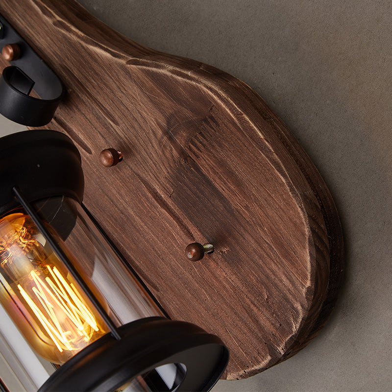 Nautical Novelty Guitar Wall Light Fixture 1-Light Wooden Sconce with Lantern Lampshade Clearhalo 'Industrial wall lights' 'Industrial' 'Middle century wall lights' 'Rustic wall lights' 'Tiffany' 'Wall Lamps & Sconces' 'Wall Lights' Lighting' 2289733