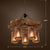 Cage Style Living Room Chandelier Industrial Wooden Brown and Black Suspension Light Fixture 5 Wood Clearhalo 'Carpenter Chandeliers' 'Ceiling Lights' 'Chandeliers' 'Industrial Chandeliers' 'Industrial' 'Middle Century Chandeliers' 'Modern' 'Tiffany' Lighting' 2289748