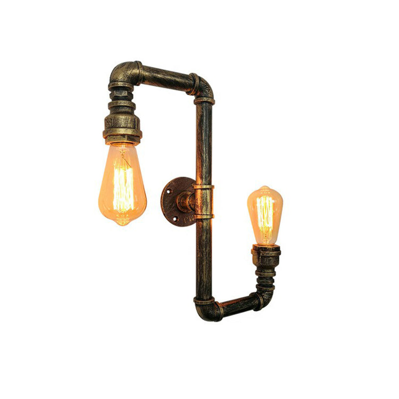 2-Head S Shaped Wall Lamp Warehouse Style Bronze Metal Sconce Lighting for Kitchen Clearhalo 'Art deco wall lights' 'Cast Iron' 'Glass' 'Industrial wall lights' 'Industrial' 'Middle century wall lights' 'Modern' 'Rustic wall lights' 'Tiffany' 'Traditional wall lights' 'Wall Lamps & Sconces' 'Wall Lights' Lighting' 2289758