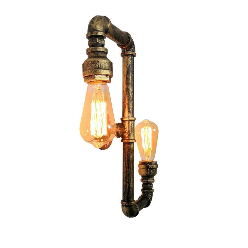 2-Head S Shaped Wall Lamp Warehouse Style Bronze Metal Sconce Lighting for Kitchen Clearhalo 'Art deco wall lights' 'Cast Iron' 'Glass' 'Industrial wall lights' 'Industrial' 'Middle century wall lights' 'Modern' 'Rustic wall lights' 'Tiffany' 'Traditional wall lights' 'Wall Lamps & Sconces' 'Wall Lights' Lighting' 2289761
