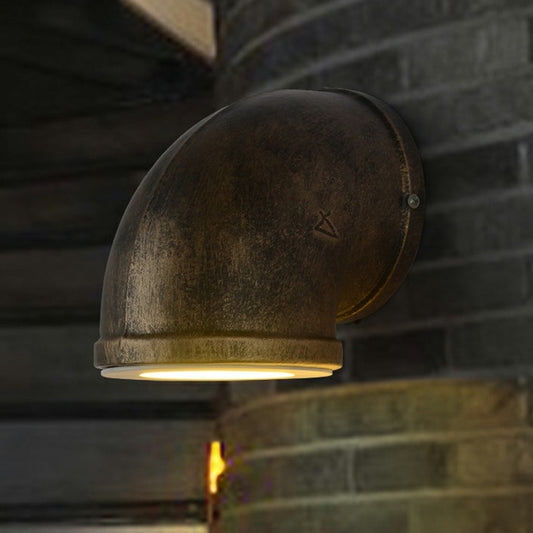 Bronze Pipe Corner Shaped Wall Light Industrial Metal Garage LED Sconce Lamp with Glass Diffuser Clearhalo 'Art deco wall lights' 'Cast Iron' 'Glass' 'Industrial wall lights' 'Industrial' 'Middle century wall lights' 'Modern' 'Rustic wall lights' 'Tiffany' 'Traditional wall lights' 'Wall Lamps & Sconces' 'Wall Lights' Lighting' 2289779