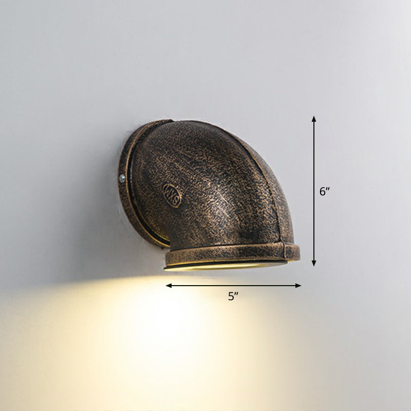 Bronze Pipe Corner Shaped Wall Light Industrial Metal Garage LED Sconce Lamp with Glass Diffuser Bronze Large Clearhalo 'Art deco wall lights' 'Cast Iron' 'Glass' 'Industrial wall lights' 'Industrial' 'Middle century wall lights' 'Modern' 'Rustic wall lights' 'Tiffany' 'Traditional wall lights' 'Wall Lamps & Sconces' 'Wall Lights' Lighting' 2289781