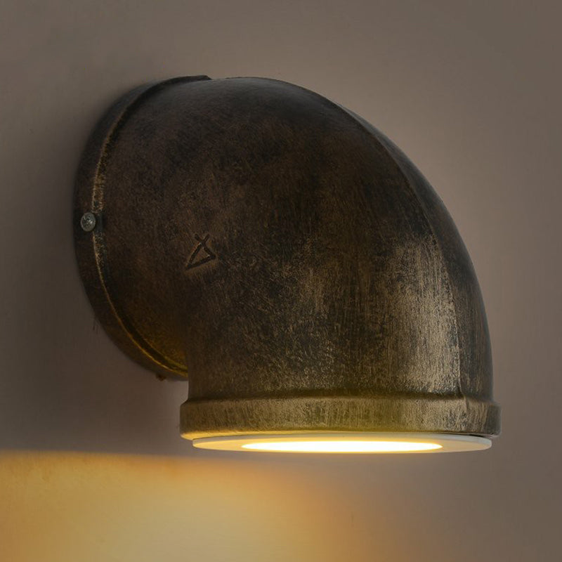 Bronze Pipe Corner Shaped Wall Light Industrial Metal Garage LED Sconce Lamp with Glass Diffuser Clearhalo 'Art deco wall lights' 'Cast Iron' 'Glass' 'Industrial wall lights' 'Industrial' 'Middle century wall lights' 'Modern' 'Rustic wall lights' 'Tiffany' 'Traditional wall lights' 'Wall Lamps & Sconces' 'Wall Lights' Lighting' 2289782