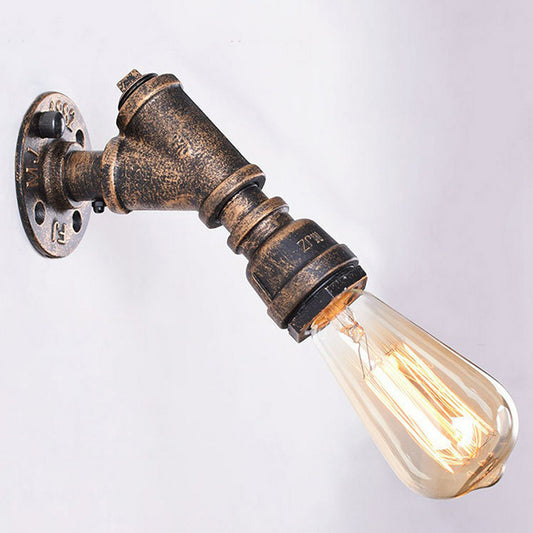 Rustic Piping Wall Lighting 1-Light Metal Sconce Fixture with Exposed Bulb Design Clearhalo 'Art deco wall lights' 'Cast Iron' 'Glass' 'Industrial wall lights' 'Industrial' 'Middle century wall lights' 'Modern' 'Rustic wall lights' 'Tiffany' 'Traditional wall lights' 'Wall Lamps & Sconces' 'Wall Lights' Lighting' 2289793