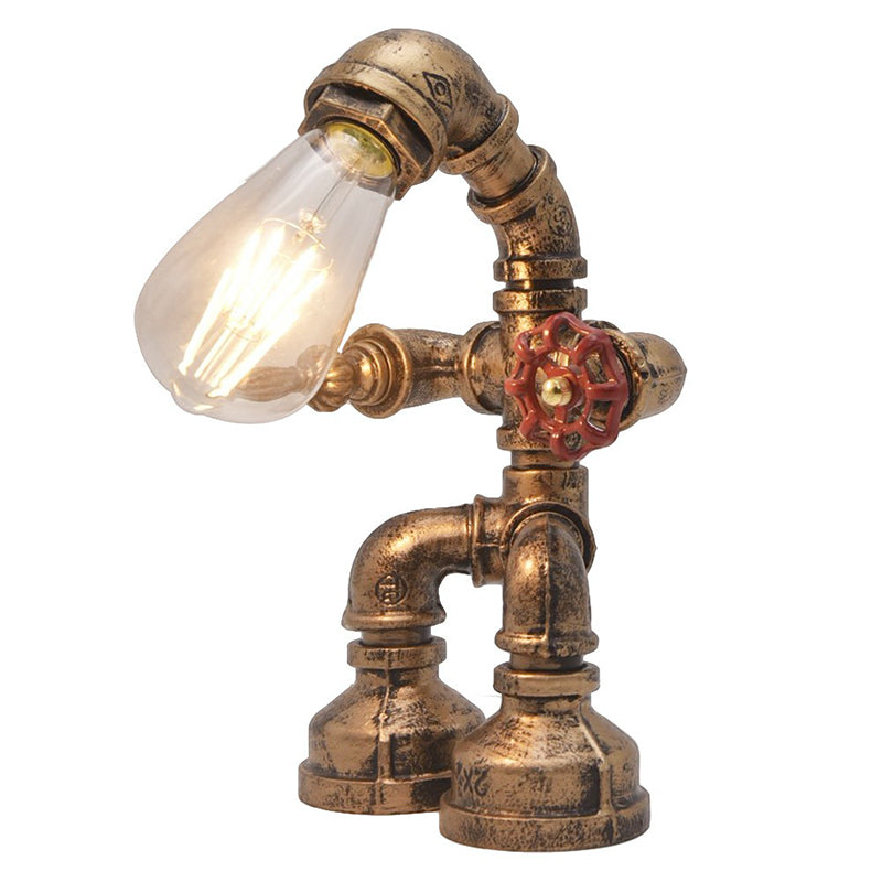 Water Pipe Night Table Lamp Industrial Metal Nightstand Light for Dorm Room Decoration Clearhalo 'Lamps' 'Table Lamps' Lighting' 2289821