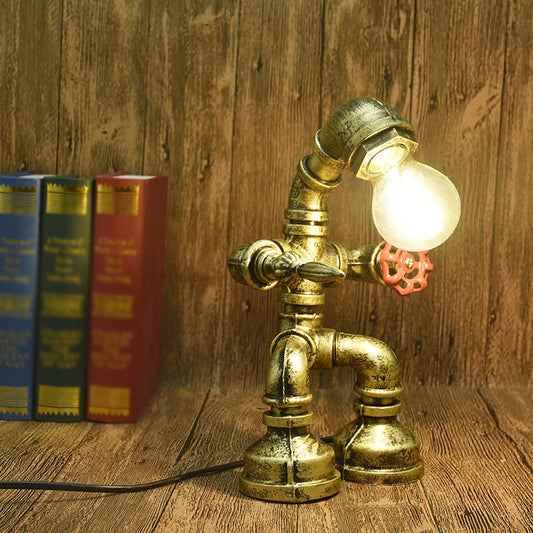 Water Pipe Night Table Lamp Industrial Metal Nightstand Light for Dorm Room Decoration Clearhalo 'Lamps' 'Table Lamps' Lighting' 2289823