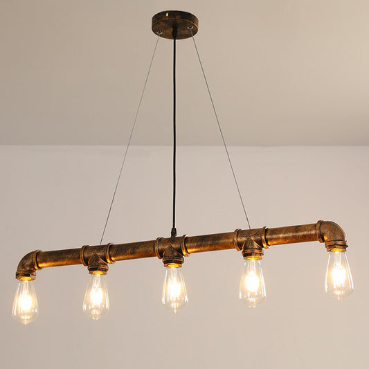 Metal Ceiling Chandelier Industrial Rust Piping Dining Room Hanging Light Fixture Rust A Clearhalo 'Cast Iron' 'Ceiling Lights' 'Chandeliers' 'Industrial Chandeliers' 'Industrial' 'Metal' 'Middle Century Chandeliers' 'Rustic Chandeliers' 'Tiffany' Lighting' 2289841