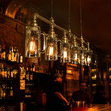 Beer Mug Bar Hanging Light Industrial Clear Glass 6 Bulbs Gold Island Lamp with Pipe Decor Clearhalo 'Ceiling Lights' 'Island Lights' Lighting' 2289852