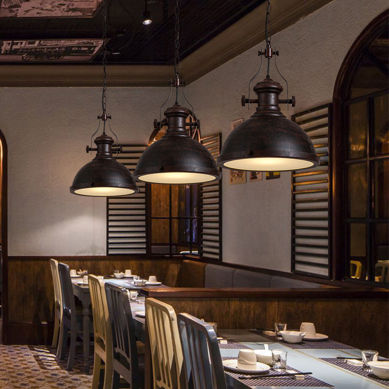 Bowl Restaurant Pendant Light Retro Metal 1 Head Hanging Lamp with Frosted Glass Diffuser Rust 12.5" Clearhalo 'Art Deco Pendants' 'Black' 'Cast Iron' 'Ceiling Lights' 'Ceramic' 'Crystal' 'Industrial Pendants' 'Industrial' 'Metal' 'Middle Century Pendants' 'Pendant Lights' 'Pendants' 'Rustic Pendants' 'Tiffany' Lighting' 2289861