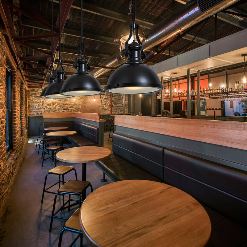 Bowl Restaurant Pendant Light Retro Metal 1 Head Hanging Lamp with Frosted Glass Diffuser Clearhalo 'Art Deco Pendants' 'Black' 'Cast Iron' 'Ceiling Lights' 'Ceramic' 'Crystal' 'Industrial Pendants' 'Industrial' 'Metal' 'Middle Century Pendants' 'Pendant Lights' 'Pendants' 'Rustic Pendants' 'Tiffany' Lighting' 2289865