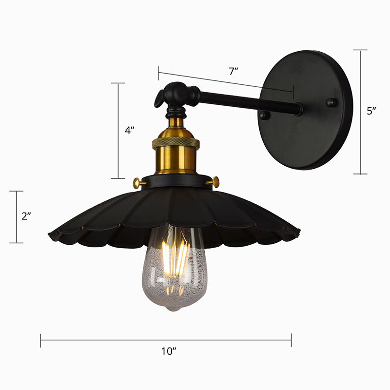 Single Shaded Wall Mount Lighting Rustic Black and Brass Iron Sconce Lamp with Swivel Black E Clearhalo 'Art deco wall lights' 'Cast Iron' 'Glass' 'Industrial wall lights' 'Industrial' 'Middle century wall lights' 'Modern' 'Rustic wall lights' 'Tiffany' 'Traditional wall lights' 'Wall Lamps & Sconces' 'Wall Lights' Lighting' 2289877