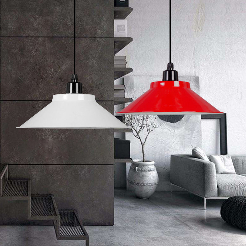 1-Light Ceiling Suspension Lamp Loft Conical Metal Hanging Light with Rolled Edge Clearhalo 'Art Deco Pendants' 'Black' 'Cast Iron' 'Ceiling Lights' 'Ceramic' 'Crystal' 'Industrial Pendants' 'Industrial' 'Metal' 'Middle Century Pendants' 'Pendant Lights' 'Pendants' 'Rustic Pendants' 'Tiffany' Lighting' 2289884