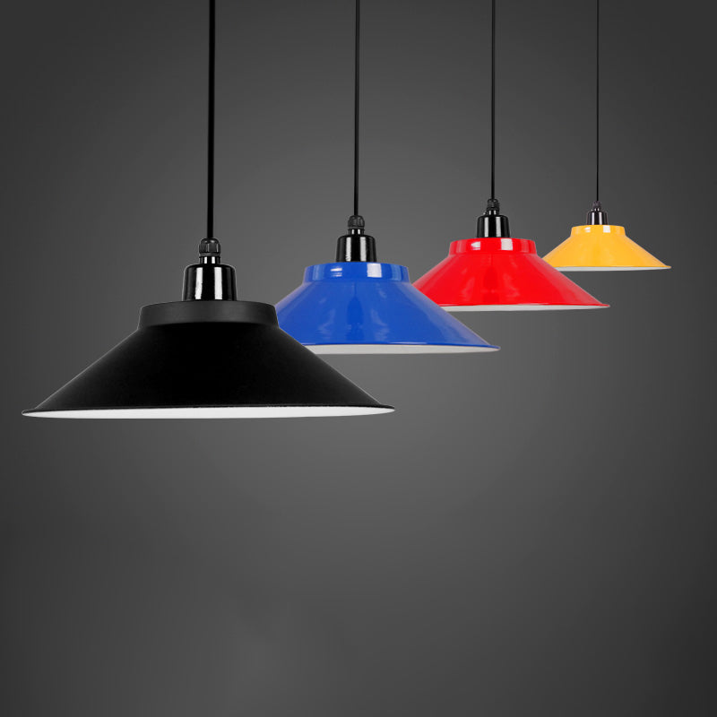 1-Light Ceiling Suspension Lamp Loft Conical Metal Hanging Light with Rolled Edge Clearhalo 'Art Deco Pendants' 'Black' 'Cast Iron' 'Ceiling Lights' 'Ceramic' 'Crystal' 'Industrial Pendants' 'Industrial' 'Metal' 'Middle Century Pendants' 'Pendant Lights' 'Pendants' 'Rustic Pendants' 'Tiffany' Lighting' 2289885