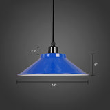 1-Light Ceiling Suspension Lamp Loft Conical Metal Hanging Light with Rolled Edge Blue 14" Clearhalo 'Art Deco Pendants' 'Black' 'Cast Iron' 'Ceiling Lights' 'Ceramic' 'Crystal' 'Industrial Pendants' 'Industrial' 'Metal' 'Middle Century Pendants' 'Pendant Lights' 'Pendants' 'Rustic Pendants' 'Tiffany' Lighting' 2289890
