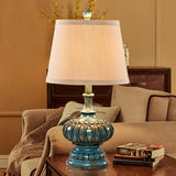 Cone Fabric Night Table Lamp Antique Style 1 Light Bedroom Nightstand Lamp in Aqua Clearhalo 'Lamps' 'Table Lamps' Lighting' 228989
