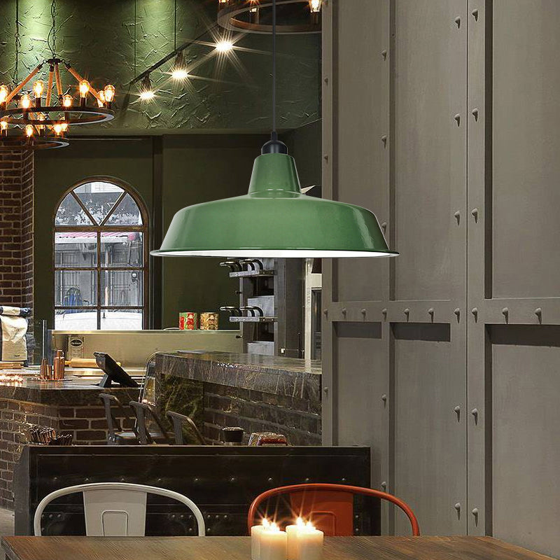 Green Finish Barn Shaped Pendant Lamp Loft Style Metal 1 Bulb Dining Room Suspension Light Clearhalo 'Art Deco Pendants' 'Cast Iron' 'Ceiling Lights' 'Ceramic' 'Crystal' 'Industrial Pendants' 'Industrial' 'Metal' 'Middle Century Pendants' 'Pendant Lights' 'Pendants' 'Tiffany' Lighting' 2289901