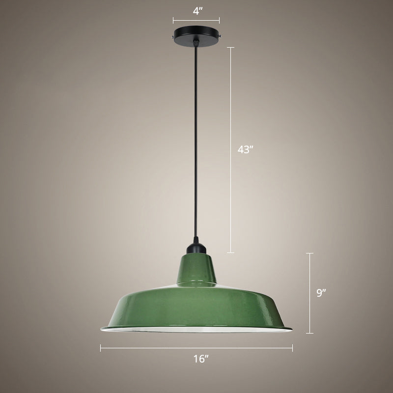Green Finish Barn Shaped Pendant Lamp Loft Style Metal 1 Bulb Dining Room Suspension Light Green 16" Clearhalo 'Art Deco Pendants' 'Cast Iron' 'Ceiling Lights' 'Ceramic' 'Crystal' 'Industrial Pendants' 'Industrial' 'Metal' 'Middle Century Pendants' 'Pendant Lights' 'Pendants' 'Tiffany' Lighting' 2289903