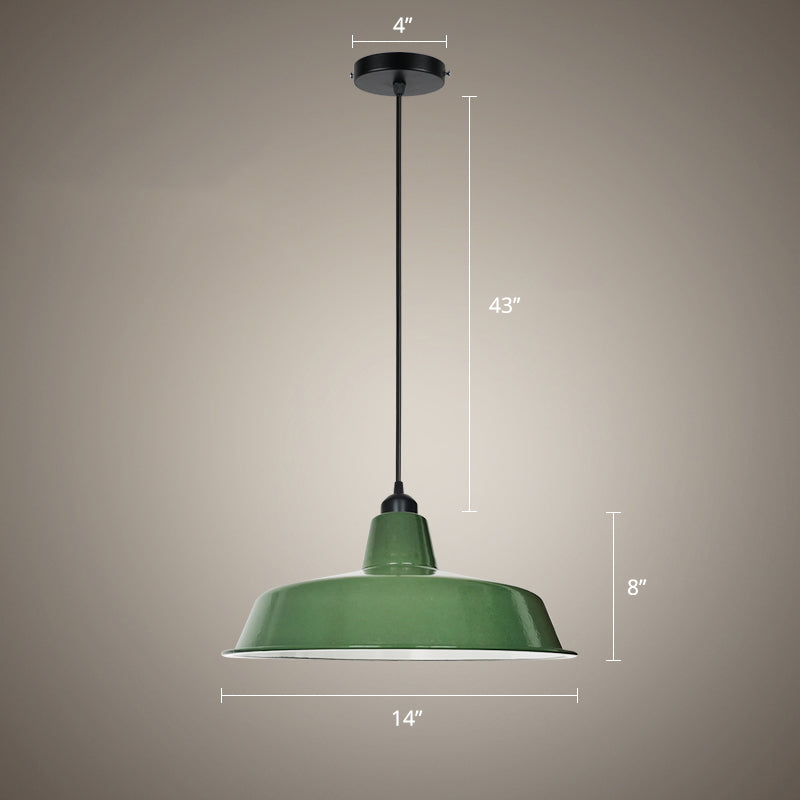 Green Finish Barn Shaped Pendant Lamp Loft Style Metal 1 Bulb Dining Room Suspension Light Green 14" Clearhalo 'Art Deco Pendants' 'Cast Iron' 'Ceiling Lights' 'Ceramic' 'Crystal' 'Industrial Pendants' 'Industrial' 'Metal' 'Middle Century Pendants' 'Pendant Lights' 'Pendants' 'Tiffany' Lighting' 2289904