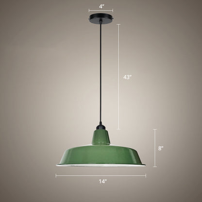 Green Finish Barn Shaped Pendant Lamp Loft Style Metal 1 Bulb Dining Room Suspension Light Green 14" Clearhalo 'Art Deco Pendants' 'Cast Iron' 'Ceiling Lights' 'Ceramic' 'Crystal' 'Industrial Pendants' 'Industrial' 'Metal' 'Middle Century Pendants' 'Pendant Lights' 'Pendants' 'Tiffany' Lighting' 2289904