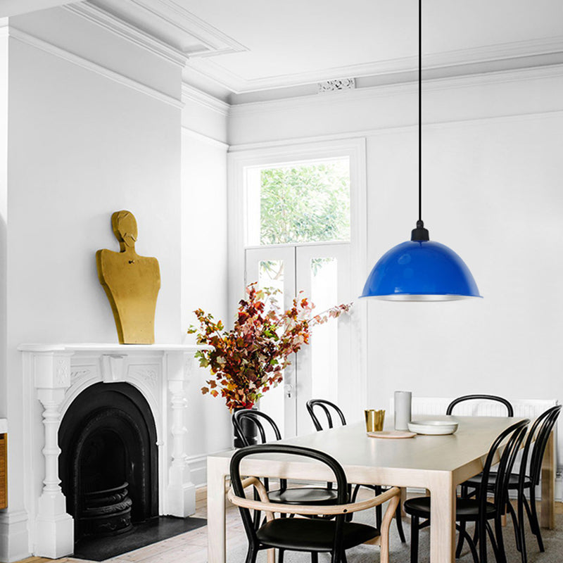 Single-Bulb Bowl Shaped Hanging Light Loft Metallic Suspension Pendant for Dining Room Blue Clearhalo 'Art Deco Pendants' 'Black' 'Cast Iron' 'Ceiling Lights' 'Ceramic' 'Crystal' 'Industrial Pendants' 'Industrial' 'Metal' 'Middle Century Pendants' 'Pendant Lights' 'Pendants' 'Rustic Pendants' 'Tiffany' Lighting' 2289911