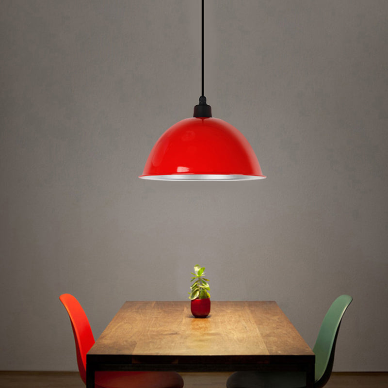 Single-Bulb Bowl Shaped Hanging Light Loft Metallic Suspension Pendant for Dining Room Red Clearhalo 'Art Deco Pendants' 'Black' 'Cast Iron' 'Ceiling Lights' 'Ceramic' 'Crystal' 'Industrial Pendants' 'Industrial' 'Metal' 'Middle Century Pendants' 'Pendant Lights' 'Pendants' 'Rustic Pendants' 'Tiffany' Lighting' 2289913