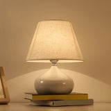 Tapered Drum Living Room Table Lamp Fabric Single Modern Style Nightstand Lighting White Clearhalo 'Lamps' 'Table Lamps' Lighting' 2289980