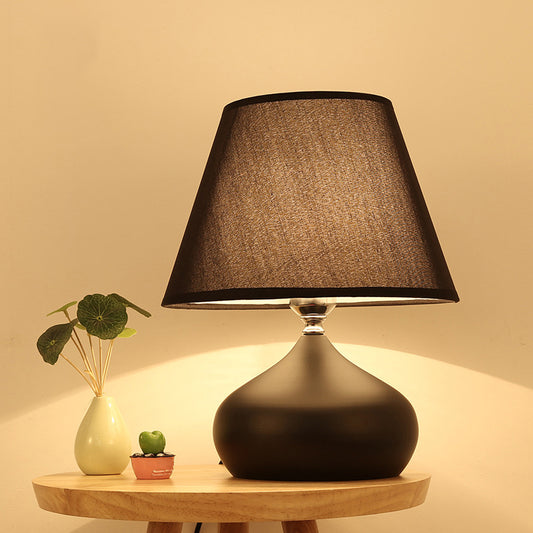 Tapered Drum Living Room Table Lamp Fabric Single Modern Style Nightstand Lighting Black Clearhalo 'Lamps' 'Table Lamps' Lighting' 2289982