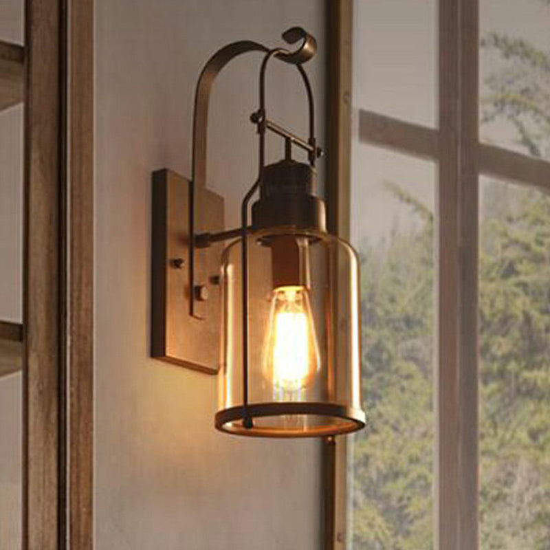 Shaded Glass Wall Lamp Simplicity Single Restaurant Wall Lighting Fixture in Black Clearhalo 'Art deco wall lights' 'Cast Iron' 'Glass' 'Industrial wall lights' 'Industrial' 'Middle century wall lights' 'Modern' 'Rustic wall lights' 'Tiffany' 'Traditional wall lights' 'Wall Lamps & Sconces' 'Wall Lights' Lighting' 2289999