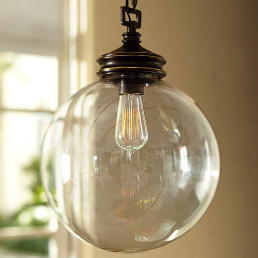 Clear Glass Sphere Hanging Light Simplicity 1 Bulb Restaurant Pendant Light Fixture Clearhalo 'Ceiling Lights' 'Lighting' 'Pendant Lights' 2290006_578f189f-62c2-40c0-a7e0-470902b955c7
