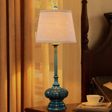 Aqua Column Table Lamp Traditional Resin 1 Light Bedroom Nightstand Lamp with Cone Shade Aqua Clearhalo 'Lamps' 'Table Lamps' Lighting' 229000