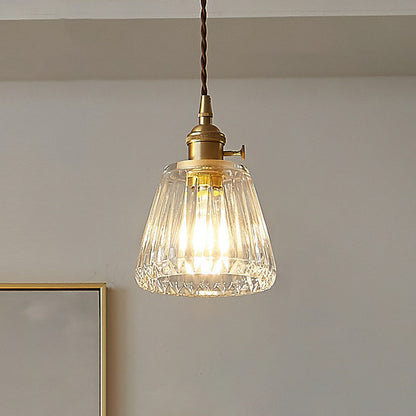 Tapered Clear Glass Hanging Lamp Vintage Single-Bulb Restaurant Lighting Pendant Clear Clearhalo 'Ceiling Lights' 'Glass shade' 'Glass' 'Industrial Pendants' 'Industrial' 'Middle Century Pendants' 'Pendant Lights' 'Pendants' 'Tiffany' Lighting' 2290011