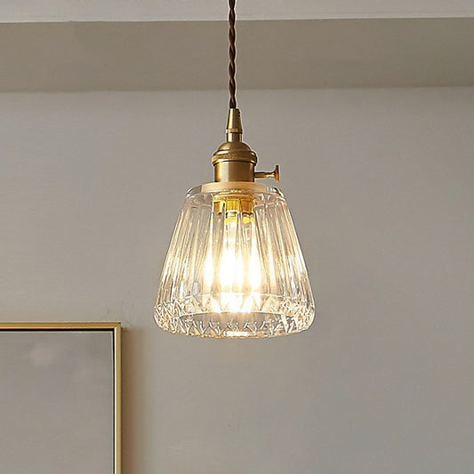 Tapered Clear Glass Hanging Lamp Vintage Single-Bulb Restaurant Lighting Pendant Clear Clearhalo 'Ceiling Lights' 'Glass shade' 'Glass' 'Industrial Pendants' 'Industrial' 'Middle Century Pendants' 'Pendant Lights' 'Pendants' 'Tiffany' Lighting' 2290011