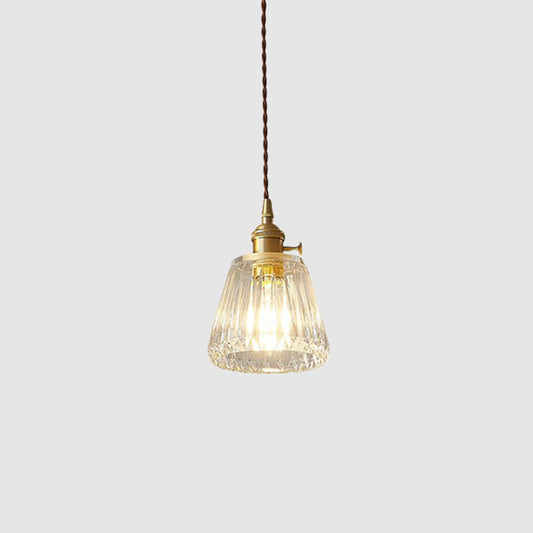 Tapered Clear Glass Hanging Lamp Vintage Single-Bulb Restaurant Lighting Pendant Clearhalo 'Ceiling Lights' 'Glass shade' 'Glass' 'Industrial Pendants' 'Industrial' 'Middle Century Pendants' 'Pendant Lights' 'Pendants' 'Tiffany' Lighting' 2290013