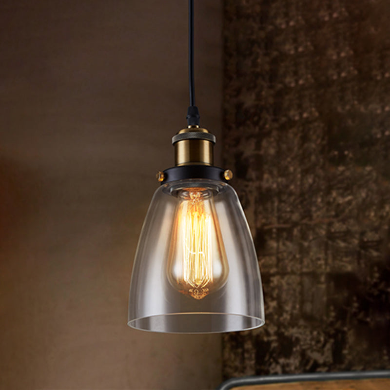 Industrial Bell Ceiling Light Single Clear Glass Hanging Pendant Light for Restaurant Clear Clearhalo 'Art Deco Pendants' 'Cast Iron' 'Ceiling Lights' 'Ceramic' 'Crystal' 'Industrial Pendants' 'Industrial' 'Metal' 'Middle Century Pendants' 'Pendant Lights' 'Pendants' 'Tiffany' Lighting' 2290027
