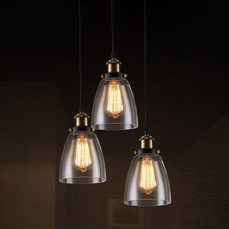 Industrial Bell Ceiling Light Single Clear Glass Hanging Pendant Light for Restaurant Clearhalo 'Art Deco Pendants' 'Cast Iron' 'Ceiling Lights' 'Ceramic' 'Crystal' 'Industrial Pendants' 'Industrial' 'Metal' 'Middle Century Pendants' 'Pendant Lights' 'Pendants' 'Tiffany' Lighting' 2290028
