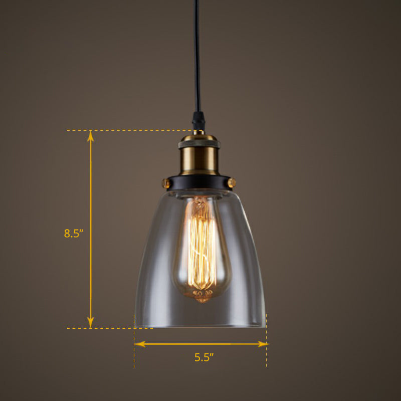 Industrial Bell Ceiling Light Single Clear Glass Hanging Pendant Light for Restaurant Clearhalo 'Art Deco Pendants' 'Cast Iron' 'Ceiling Lights' 'Ceramic' 'Crystal' 'Industrial Pendants' 'Industrial' 'Metal' 'Middle Century Pendants' 'Pendant Lights' 'Pendants' 'Tiffany' Lighting' 2290029