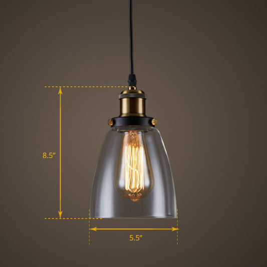 Industrial Bell Ceiling Light Single Clear Glass Hanging Pendant Light for Restaurant Clearhalo 'Art Deco Pendants' 'Cast Iron' 'Ceiling Lights' 'Ceramic' 'Crystal' 'Industrial Pendants' 'Industrial' 'Metal' 'Middle Century Pendants' 'Pendant Lights' 'Pendants' 'Tiffany' Lighting' 2290029
