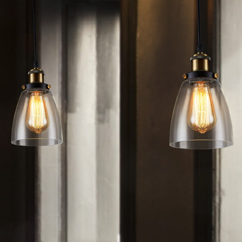 Industrial Bell Ceiling Light Single Clear Glass Hanging Pendant Light for Restaurant Clearhalo 'Art Deco Pendants' 'Cast Iron' 'Ceiling Lights' 'Ceramic' 'Crystal' 'Industrial Pendants' 'Industrial' 'Metal' 'Middle Century Pendants' 'Pendant Lights' 'Pendants' 'Tiffany' Lighting' 2290031